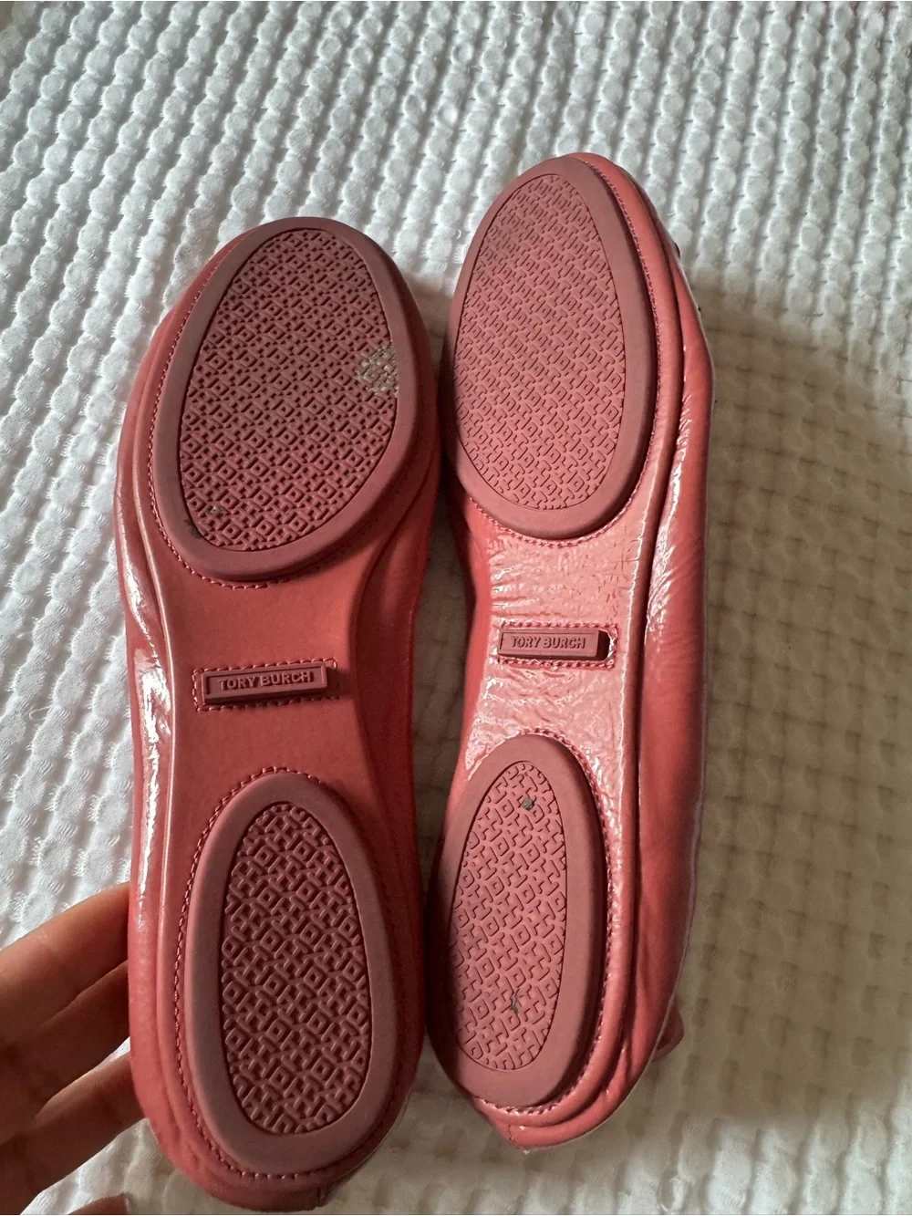 Tory Burch Red Patent Leather Logo Ballet Flats